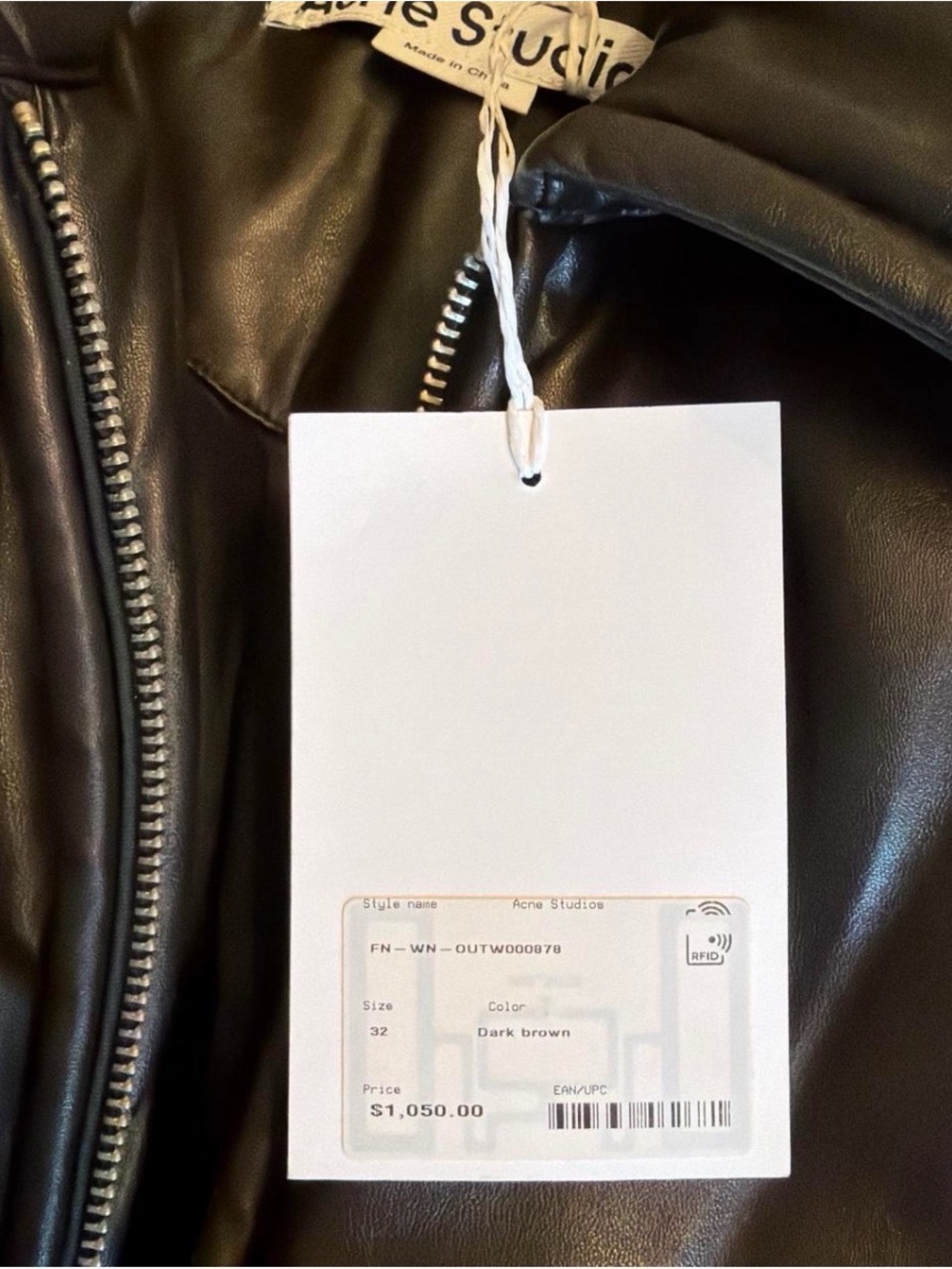 Acne Studios Dark Brown Puffer Leather Jacket - Picture 4 of 8